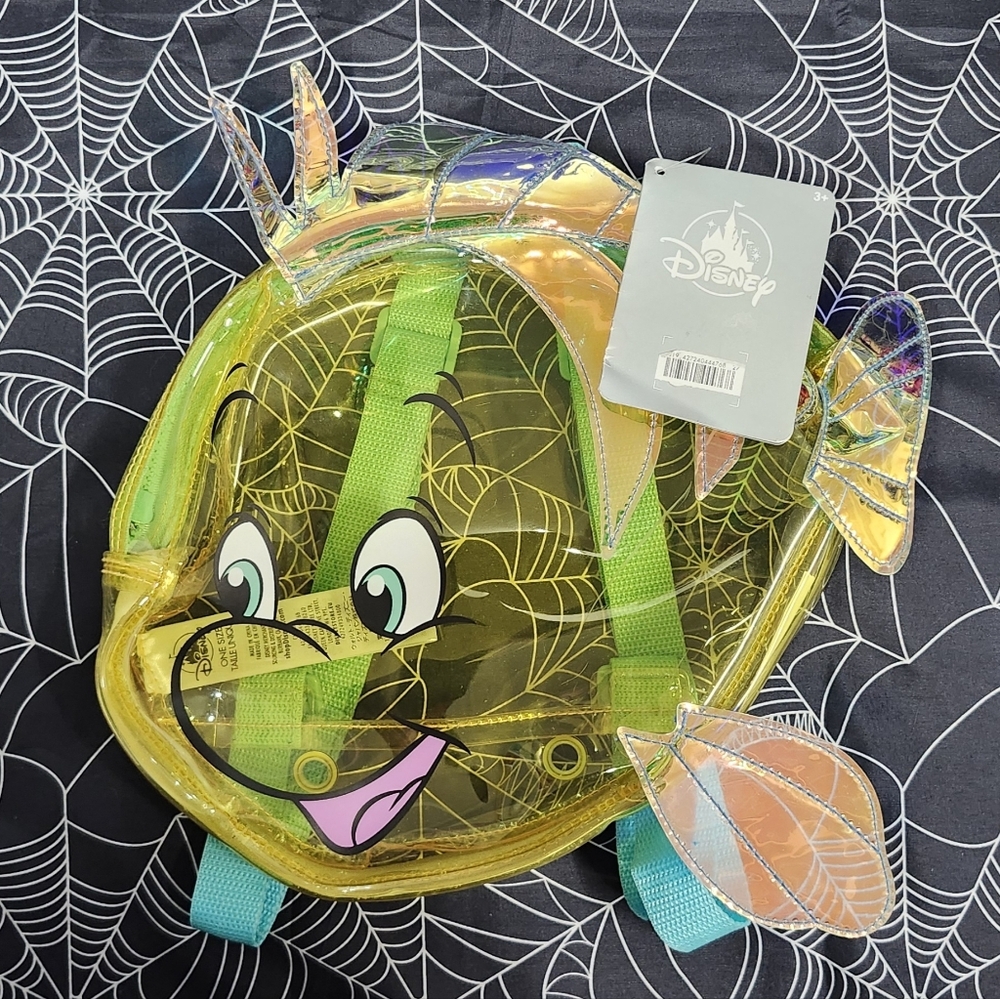 Disney Store- The Little Mermaid Flounder Backpack - NWT - Translucent Yellow
